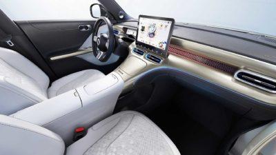 Innenraum und Cockpit mit 12,8 Zoll großen Bildschirm des Elektroautos Smart #1 